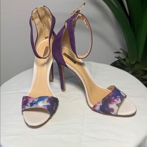 Purple and Pink Floral High Heels for Formal Events